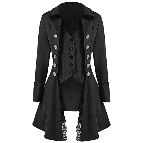 Cinnamon Herren Jacke Viktorianisch Industrial Hochwertig Vintage Mantel Gothic Graben Uniform Praty Outwear Langarm Steampunk Jacke Frack Knöpfe Mantel (XL, Schwarz-b) von cinnamou