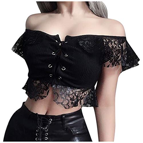 cinnamou Damen Gothic Kleidung Vintage Schwarz Punk Kleid Hose Oberteil Shirt Rock Pullover Steampunk Harajuku Stil Cool Junges Mädchen Straßenmode Prom Party Retro Karneval Fasching Kostüm von cinnamou