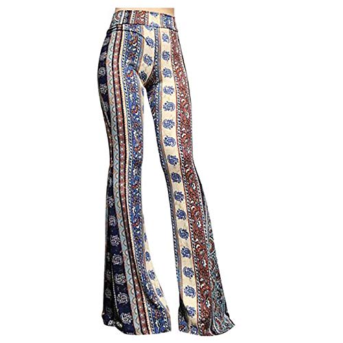 cinnamou Damen Schlaghose Flared Bootcut Hose Boho Hippie Hohe Taille Weites Bein Lange Ausgestelltes Palazzo Hose von cinnamou