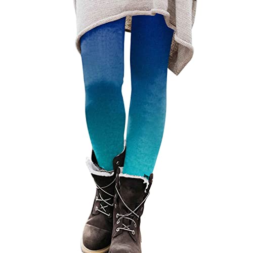 cinnamou Print Bunt Stretch Leggings Damen Leggings Yoga Fitness Lange Hose mit 3D Muster Artistic Leggings - Streetwear Strumpfhosen Casual Sweathose Jogginghose, Himmelblau-b, XXL von cinnamou