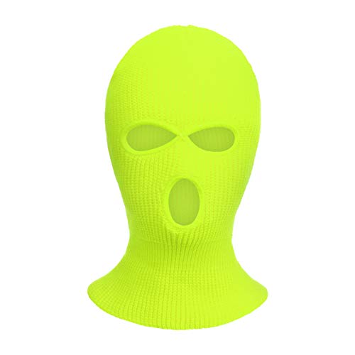 cinnamou Winter Gestrickte Balaclava mit 3 Löchern Winter Warme Strick-Sturmhaube für Outdoor Sport Ski Snowboard Fahrrad Motorradzubehör Nackenwärmer Einheitsgröße (Fluoreszierendes Gelb) von cinnamou