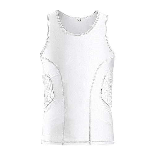 Gepolstertes Herren-Fußballshirt mit Polstern für Brust, Rippenschutz, Herzschutz, Brustbeinschutz, gepolstertes Kompressionsshirt, Fußball-Rippenschutz für Baseball, Basketball, Paintball, Rugby Gepolstertes Herren-Fußballshirt mit Polstern für Brust, Rippenschutz, Herzschutz, Brustbeinschutz, gepolstertes Kompressionsshirt, Fußball-Rippenschutz für Baseball, Basketball, Paintball, Rugby von ciseroye