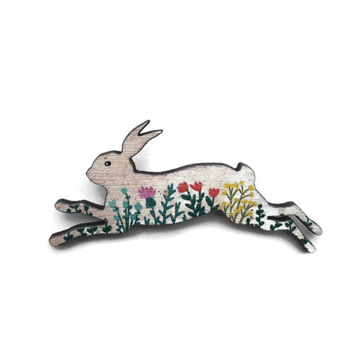 Hase Anstecknadel, Brosche, Blumen Schmuck, Geschenk von ciutecreations