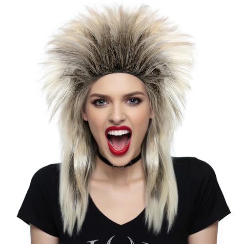 80er-Jahre-Perücken für Frauen Lange blonde schwarze Perücke Rockin Diva Perücke Lustige Perücken für Frauen Verrückte Rockerin Rockstar-Kostüm Halloween-Cosplay-Outfit Party + Clarahead-Haarkappe 80er-Jahre-Perücken für Frauen Lange blonde schwarze Perücke Rockin Diva Perücke Lustige Perücken für Frauen Verrückte Rockerin Rockstar-Kostüm Halloween-Cosplay-Outfit Party + Clarahead-Haarkappe von clarahead