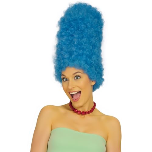 Lange Hellblaue Perücke Lustige Perücken für Frauen Fancy Dress Perücke Party Perücken für Erwachsene Lustige Kostüme für Frauen Cosplay Outfit Halloween Party+ clarahead Haarmütze von clarahead