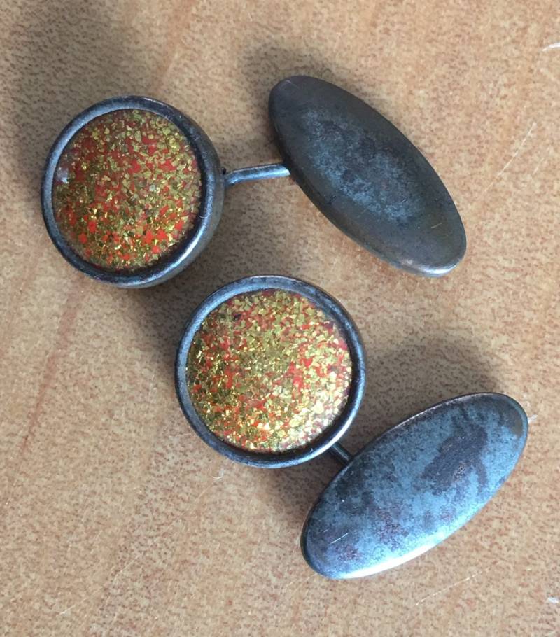 Vintage Art Deco Manschettenknöpfe 1930S Silberfarbene Manschettenknöpfe von classicbrocante