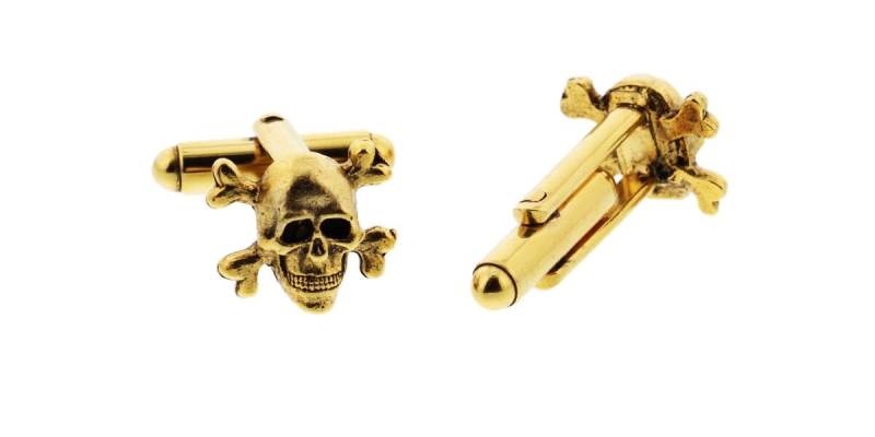 Gold Schädel Und Kreuzknochen Manschettenknöpfe von classiccufflinks