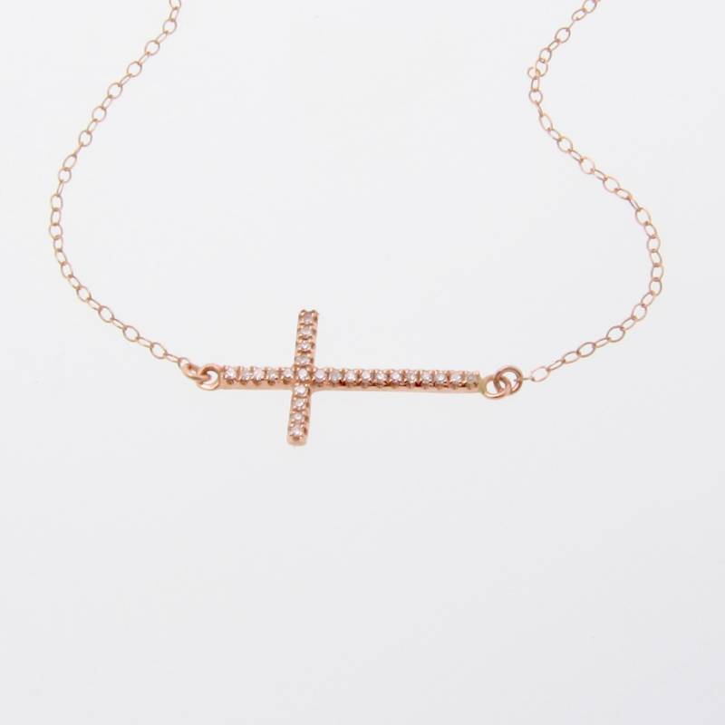 Seitlich Kreuz Anhänger, 14K Rose Gold - Last One von classicdesigns