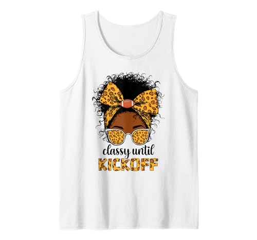 Klassischer Fußball bis zum Anpfiff, schwarz, für Damen, unordentlicher Dutt, Leopardenmuster Tank Top Klassischer Fußball bis zum Anpfiff, schwarz, für Damen, unordentlicher Dutt, Leopardenmuster Tank Top von classy until kickoff black women