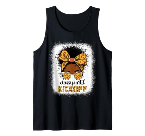Klassischer Fußball bis zum Anpfiff, unordentlicher Bun Football für Schwarze Frauen, Mama Tank Top Klassischer Fußball bis zum Anpfiff, unordentlicher Bun Football für Schwarze Frauen, Mama Tank Top von classy until kickoff messy bun leopard