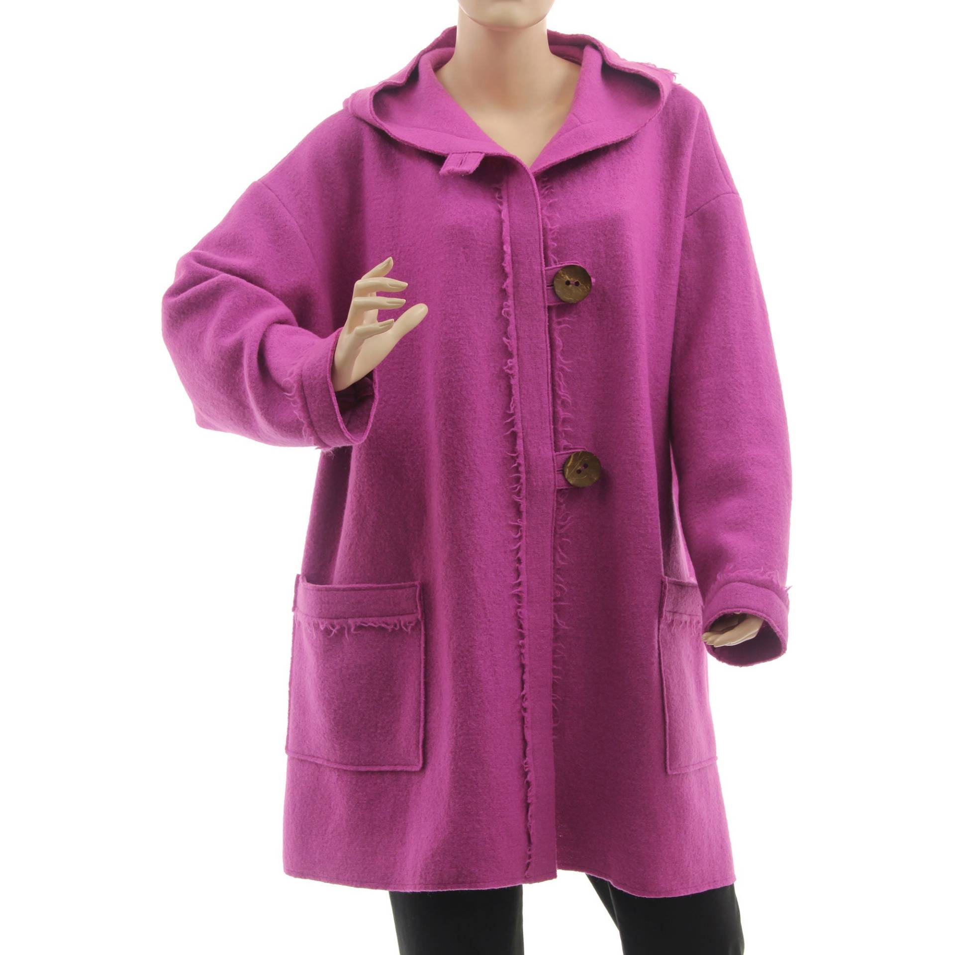 Hooded Wool Coat in Purple Pink, Fall Winter Plus Size From Boiled Felted Wool, Hooded A-Line De L-xl Us 16-20 von classydress