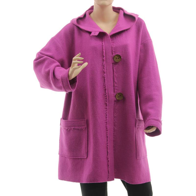 Hooded Wool Coat in Purple Pink, Fall Winter Plus Size From Boiled Felted Wool, Hooded A-Line De L-xl Us 16-20 von classydress
