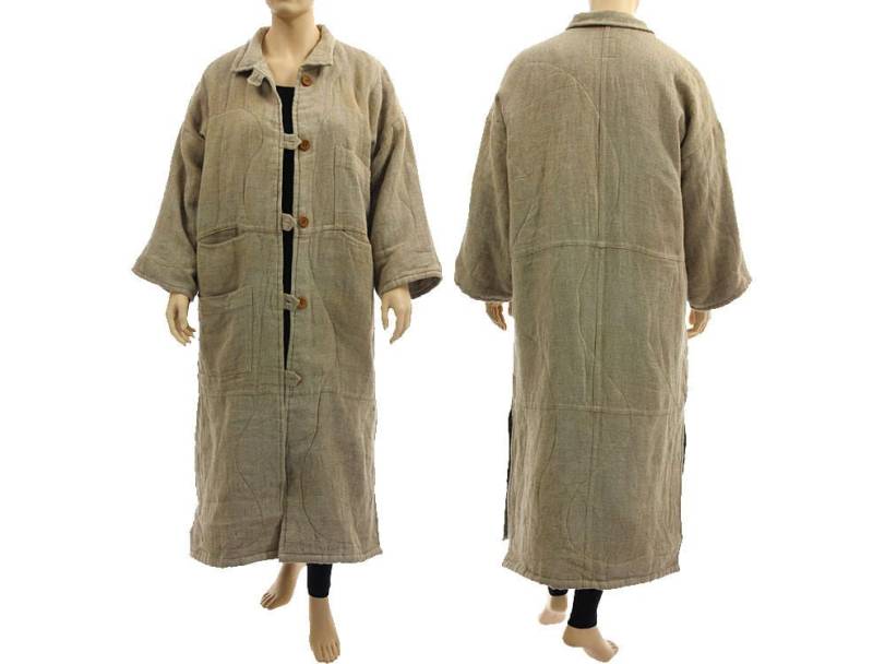 Maxi Linen Plus Size Coat in Natural, Warm Lined Beige Maxi Coat, Lagenlook Fall Winter Spring L-xl, Us 14/16-20 Maxi Linen Plus Size Coat in Natural, Warm Lined Beige Maxi Coat, Lagenlook Fall Winter Spring L-xl, Us 14/16-20 von classydress