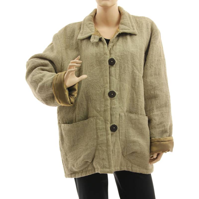 Natural Beige Linen Coat Jacket, Plus Size Jacket Coat, Warm Lined Fall Winter Spring De L-xl, Us 14-18 Natural Beige Linen Coat Jacket, Plus Size Jacket Coat, Warm Lined Fall Winter Spring De L-xl, Us 14-18 von classydress