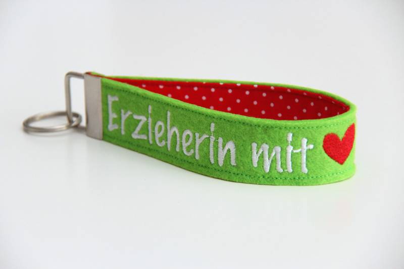 Schlüsselband "Erzieherin Mit Herz" Wunschfarbe von clauchichi