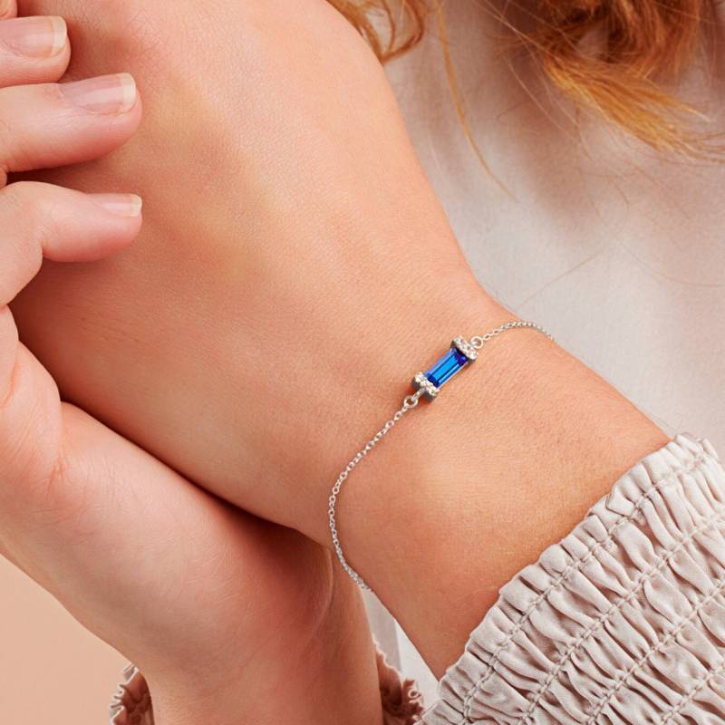 Saphir Geburtsstein Sterling Silber Armband, September Baguette 40 von claudetteworters