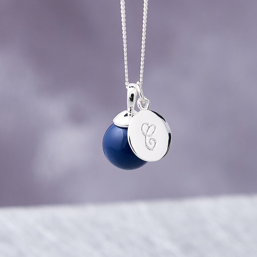 sterling Silber Halskette Lapis Swarovski Kristall-Monogramm von claudetteworters