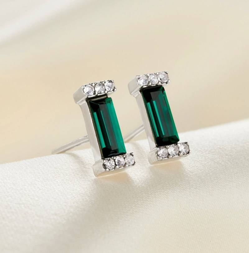 Smaragd Ohrringe, Baguette Ohrringe in Echtem Silber, Ohrstecker, Mai Geburtsstein Geschenk Zum 60 von claudetteworters