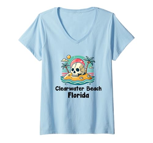 Damen Clearwater Beach Florida FL Souvenirs Herren Damen Mädchen T-Shirt mit V-Ausschnitt Damen Clearwater Beach Florida FL Souvenirs Herren Damen Mädchen T-Shirt mit V-Ausschnitt von clearwater beach florida FL souvenirs