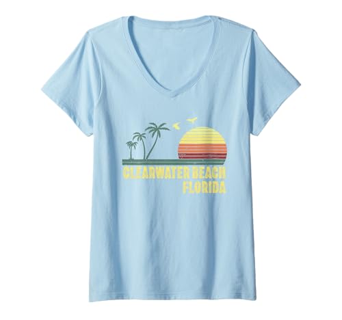 Damen Clearwater Beach Florida FL Souvenirs Herren Damen Mädchen T-Shirt mit V-Ausschnitt Damen Clearwater Beach Florida FL Souvenirs Herren Damen Mädchen T-Shirt mit V-Ausschnitt von clearwater beach florida FL souvenirs