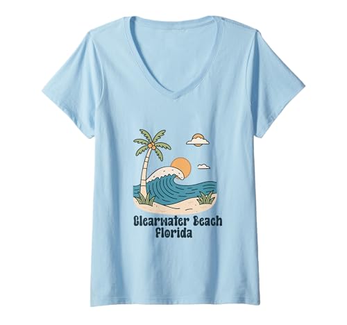 Damen Clearwater Beach Florida FL Souvenirs Herren Damen Mädchen T-Shirt mit V-Ausschnitt Damen Clearwater Beach Florida FL Souvenirs Herren Damen Mädchen T-Shirt mit V-Ausschnitt von clearwater beach florida FL souvenirs
