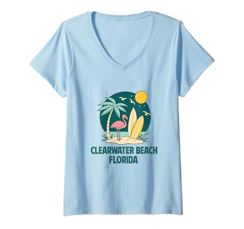 Damen Clearwater Beach Florida FL Souvenirs Herren Damen Mädchen T-Shirt mit V-Ausschnitt von clearwater beach florida FL souvenirs