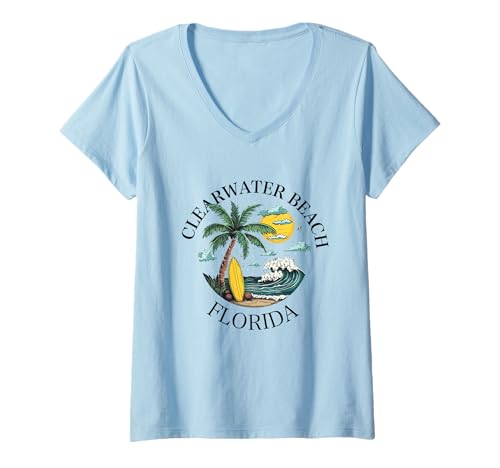 Damen Clearwater Beach Florida FL Souvenirs Herren Damen Mädchen T-Shirt mit V-Ausschnitt Damen Clearwater Beach Florida FL Souvenirs Herren Damen Mädchen T-Shirt mit V-Ausschnitt von clearwater beach florida FL souvenirs