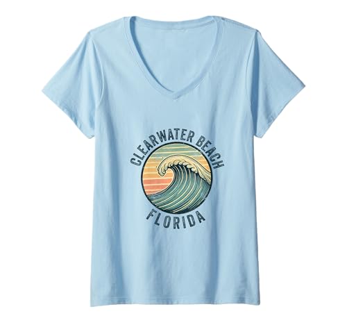 Damen Clearwater Beach Florida FL Souvenirs Herren Damen Mädchen T-Shirt mit V-Ausschnitt Damen Clearwater Beach Florida FL Souvenirs Herren Damen Mädchen T-Shirt mit V-Ausschnitt von clearwater beach florida FL souvenirs
