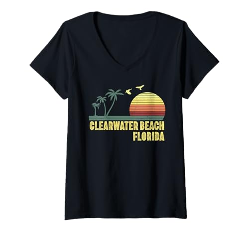 Damen Clearwater Beach Florida FL Souvenirs Herren Damen Mädchen T-Shirt mit V-Ausschnitt Damen Clearwater Beach Florida FL Souvenirs Herren Damen Mädchen T-Shirt mit V-Ausschnitt von clearwater beach florida FL souvenirs