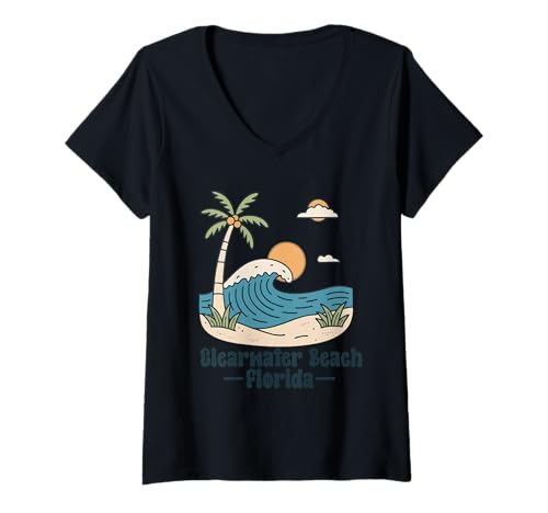 Damen Clearwater Beach Florida FL Souvenirs Herren Damen Mädchen T-Shirt mit V-Ausschnitt von clearwater beach florida FL souvenirs