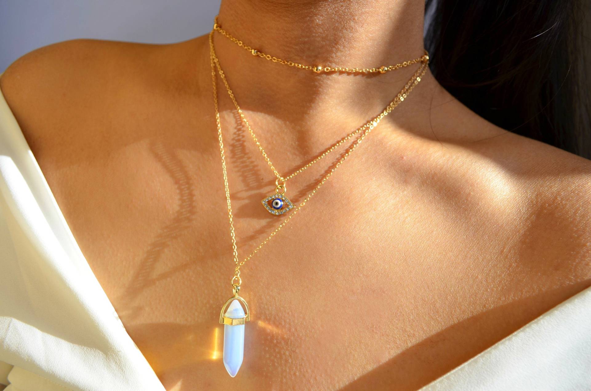 Drittes Auge Halskette Set/Opal Kristall Opalit von clemenco