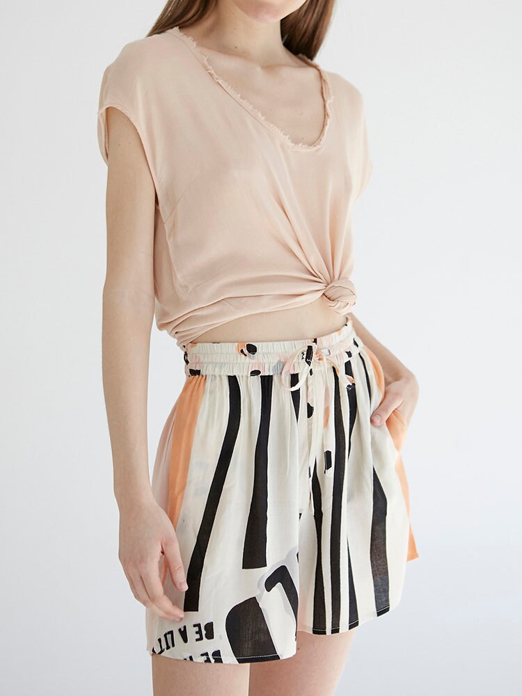 High Waisted Shorts, Beach Animal Color Block Print, Be A Little Wild von cleogatzeli