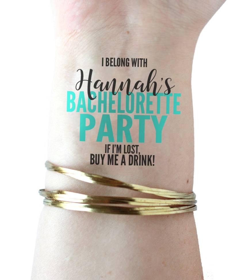 Set Junggesellinnenabschiene 10Er Benutzerdefinierte Temporäre Tattoos - Junggesellinnenabschid Neon Junggesellinnenabschiete von clevertattoos