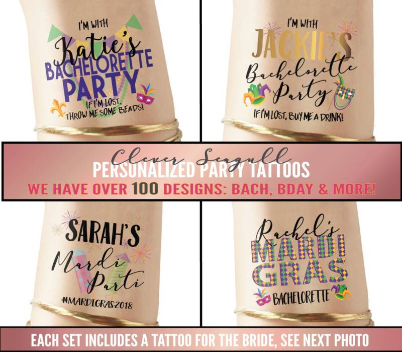 Set Mardi Gras Tattoos - Junggesellinnenabschiete, Maske, New Orleans, Svg, Fleur De Lis Tattoo von clevertattoos