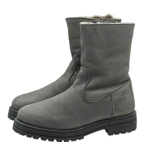 Clic! Stiefel Leder Damen Teens Boots 20440 Lammfellfutter Grau, Schuhgröße:EUR 37 von Clic!