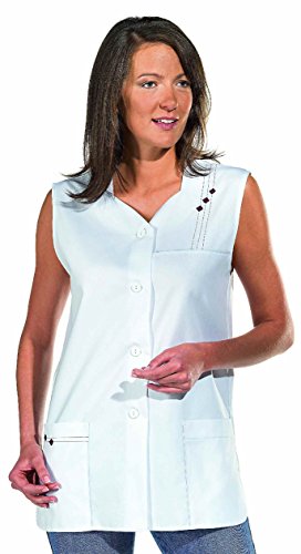 clinicfashion 10112033 Kurzkasack ohne Arm, weiß für Damen, Mischgewebe, Größe 40, 2er-Pack von clinicfashion