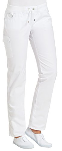 clinicfashion 10627040 Stretch Hose Damen weiß, elastisches Rippstrickbündchen mit Kordeltunnelzug, Mischgewebe, Größe 38 von clinicfashion