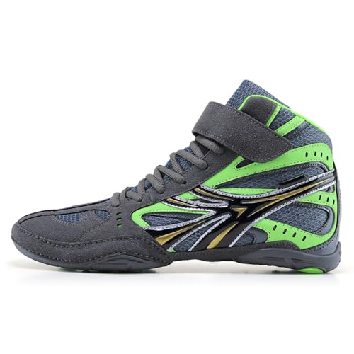 Boxschuhe Herren Wrestling Trainingsschuhe Combat Boxers Trainer Atmungsaktiv Boxen Kampfsport Schuhe Fitnesschuhe Bodybuilding Boxing Boots Professionelle Boxschuhe38-46 (Graue Grün,40) von clofab