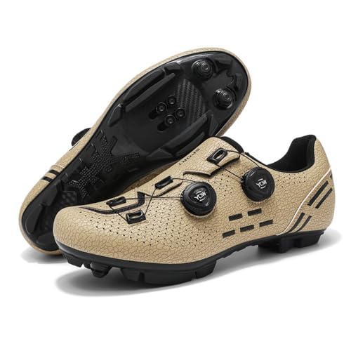 Fahrradschuhe Herren Damen Mountainbike Schuhe Männer Rennrad SPD-SL/SPD/Look Delta/Look KEO Cleats Klicksystem MTB Radsportschuhe Schuhe Pedalen (Beige Gelb(Mount),47) von clofab