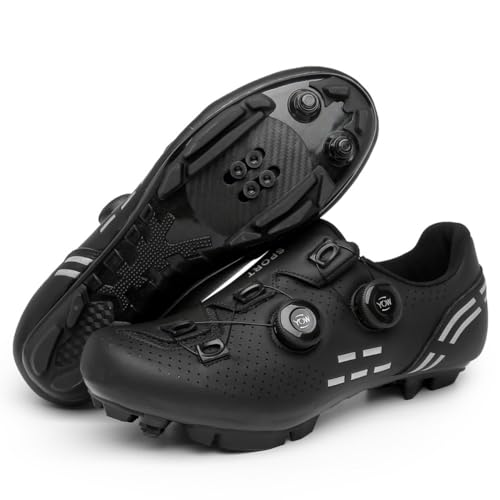 Fahrradschuhe Herren Damen Mountainbike Schuhe Männer Rennrad SPD-SL/SPD/Look Delta/Look KEO Cleats Klicksystem MTB Radsportschuhe Schuhe Pedalen (Schwarz(Mount),47) von clofab