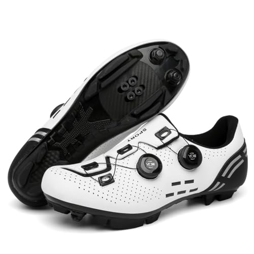 Fahrradschuhe Herren Damen Mountainbike Schuhe Männer Rennrad SPD-SL/SPD/Look Delta/Look KEO Cleats Klicksystem MTB Radsportschuhe Schuhe Pedalen (Weiß(Mount),39) von clofab