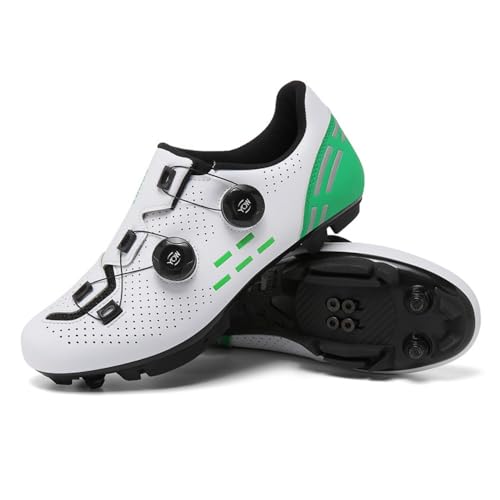 Fahrradschuhe Herren Damen Mountainbike Schuhe Männer Rennrad SPD-SL/SPD/Look Delta/Look KEO Cleats Klicksystem MTB Radsportschuhe Schuhe Pedalen (Weiß Grün(Mount),41) von clofab