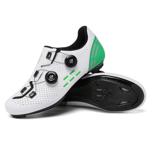 Fahrradschuhe Herren Damen Mountainbike Schuhe Männer Rennrad SPD-SL/SPD/Look Delta/Look KEO Cleats Klicksystem MTB Radsportschuhe Schuhe Pedalen (Weiß Grün(Road),38) von clofab