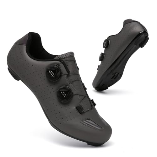 Fahrradschuhe Herren Damen Mountainbike Schuhe Männer Rennrad SPD-SL/SPD/Look Delta/Look KEO Cleats Klicksystem MTB Radsportschuhe Schuhe Pedalen Unisex (Graue(Road),46) von clofab