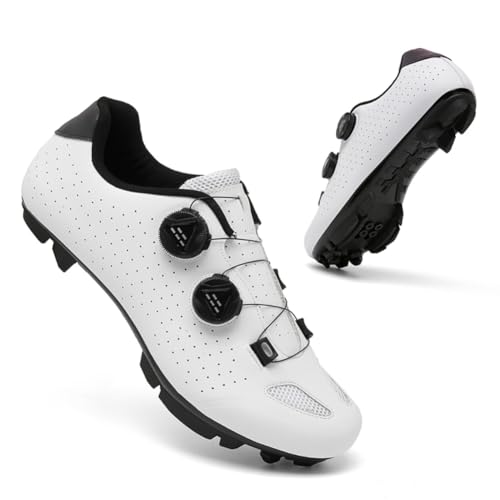 Fahrradschuhe Herren Damen Mountainbike Schuhe Männer Rennrad SPD-SL/SPD/Look Delta/Look KEO Cleats Klicksystem MTB Radsportschuhe Schuhe Pedalen Unisex (Weiß(Mount),37) von clofab