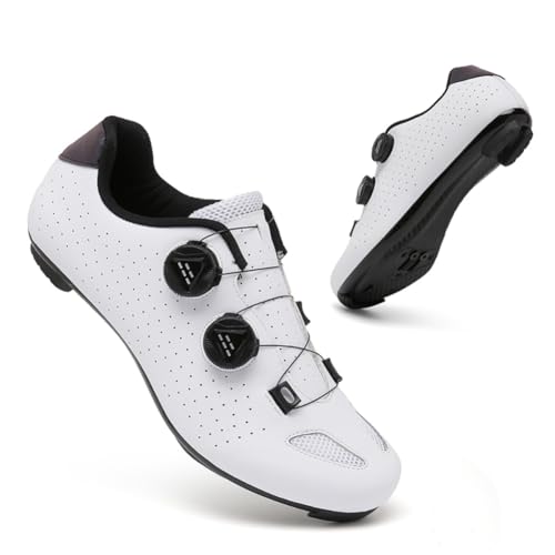 Fahrradschuhe Herren Damen Mountainbike Schuhe Männer Rennrad SPD-SL/SPD/Look Delta/Look KEO Cleats Klicksystem MTB Radsportschuhe Schuhe Pedalen Unisex (Weiß(Road),43) von clofab