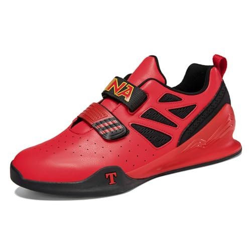 Gewichtheberschuhe Herren Damen Gewichtheben Squat Schuhe Powerlifting & Bodybuilding Shoes Crosstrainer-Schuhe Fürs Fitnessstudio Kniebeugenschuhe rutschfest Stabil FüR Fitness (39,Rot-2) von clofab