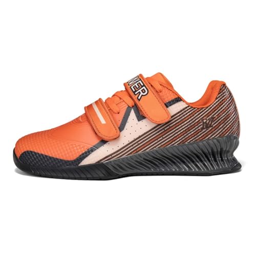 Gewichtheberschuhe Herren Gewichtheben Squat Schuhe Powerlifting & Bodybuilding Shoes Crosstrainer-Schuhe Fürs Fitnessstudio Kniebeugenschuhe rutschfest Stabil FüR Fitness (Orange,42) von clofab