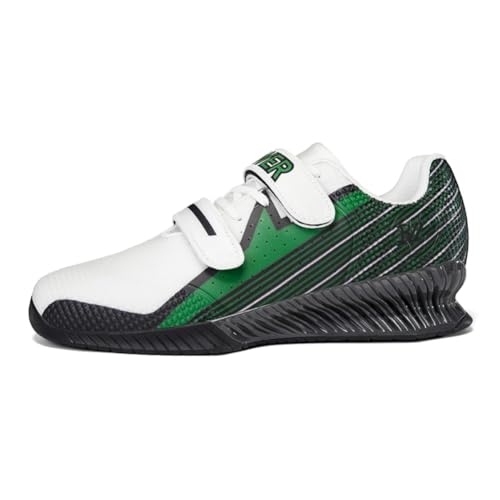 Gewichtheberschuhe Herren Gewichtheben Squat Schuhe Powerlifting & Bodybuilding Shoes Crosstrainer-Schuhe Fürs Fitnessstudio Kniebeugenschuhe rutschfest Stabil FüR Fitness (Weiß Grün,45) von clofab