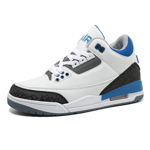 Sneaker Damen Herren Retro Skateboardschuhe Turnschuhe Laufschuhe mit Luftpolster Walkingschuhe Studenten Anti-Rutsch Leichter Basketballschuhe Jungen Mädchen modisch Sportschuhe (Weiß blau,35) von clofab